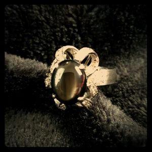 Black Opal w Diamonds Ring